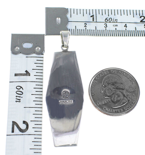Silver Water Wave Southwestern Turquoise Jewelry Slide Pendant HX27393
